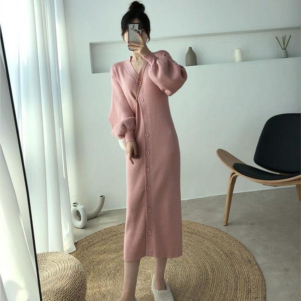 casual dresses women autumn winter knitted sweater dress elegant long sleeve v neck button female vintage solid z807, Black;gray
casual dresses women autumn winter knitted sweater dress elegant long sleeve v neck button female vintage solid z807, Black;gray