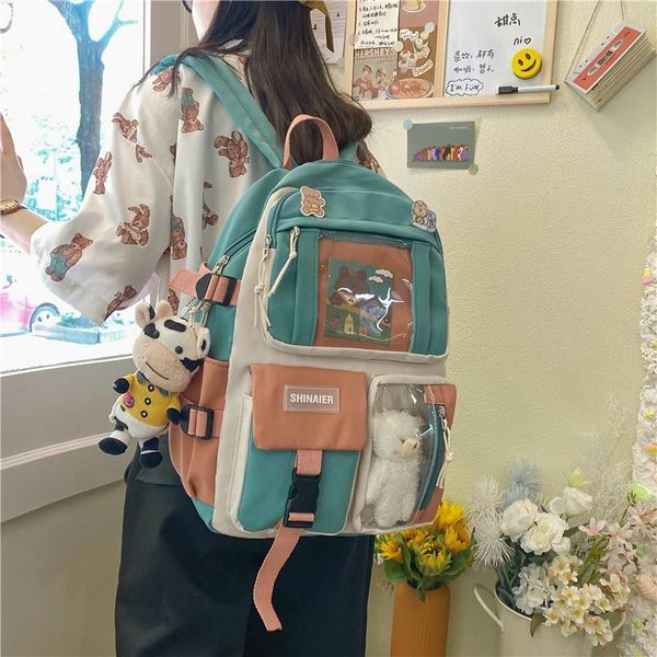 school bags patchwork cow women's backpack lapbackpacks bear casual bag for girls cute with badges travel
school bags patchwork cow women's backpack lapbackpacks bear casual bag for girls cute with badges travel