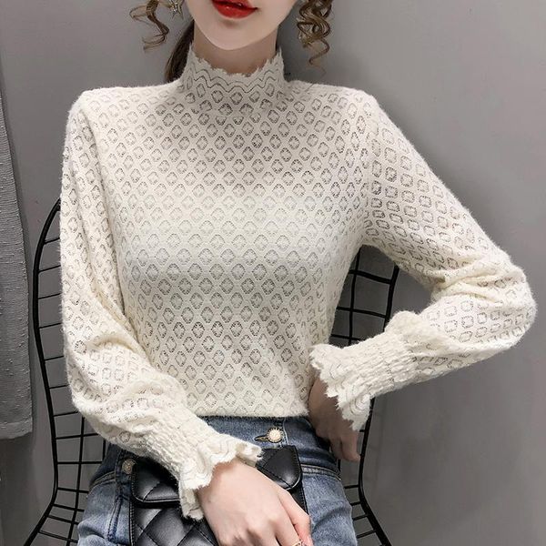 women's blouses & shirts chikichi 2021 autumn and winter style korean fashion slim hollow long-sleeved high-neck lace base shirt women, White
women's blouses & shirts chikichi 2021 autumn and winter style korean fashion slim hollow long-sleeved high-neck lace base shirt women, White