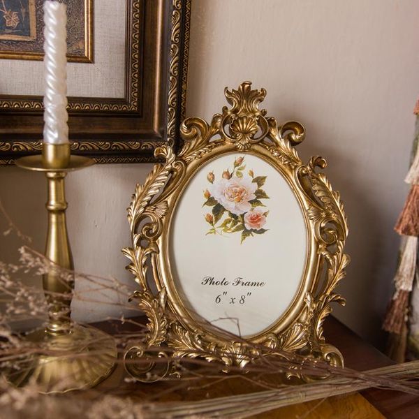 baroque style 6 inches 7 golden resin po frame home bedroom retro wedding birthday gift frames