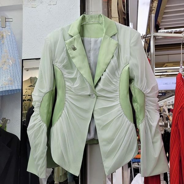 women's jackets zcsmll 2021 spring autumn outer mesh rhinestone edge design slim waist suit short coat green split lace jacket women, Black;brown
women's jackets zcsmll 2021 spring autumn outer mesh rhinestone edge design slim waist suit short coat green split lace jacket women, Black;brown