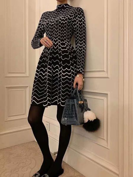 dress sweater spring women stand neck geometric patterns knitting long sleeve big swing casual pullover dress, Black;gray
dress sweater spring women stand neck geometric patterns knitting long sleeve big swing casual pullover dress, Black;gray