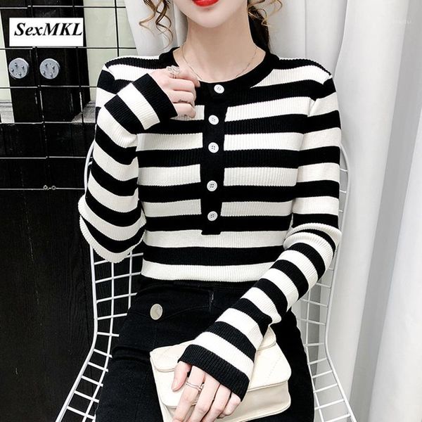 women striped winter pullovers 2021 fashion o-neck long sleeve casual sweaters korean clothes knitted elegant slim ladies women's, White;black
women striped winter pullovers 2021 fashion o-neck long sleeve casual sweaters korean clothes knitted elegant slim ladies women's, White;black