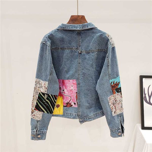 women's jackets spring autumn hip hop sequins denim jacket women fashion long sleeve loose jeans vintage coat streetwear g013 q9ny, Black;brown
women's jackets spring autumn hip hop sequins denim jacket women fashion long sleeve loose jeans vintage coat streetwear g013 q9ny, Black;brown