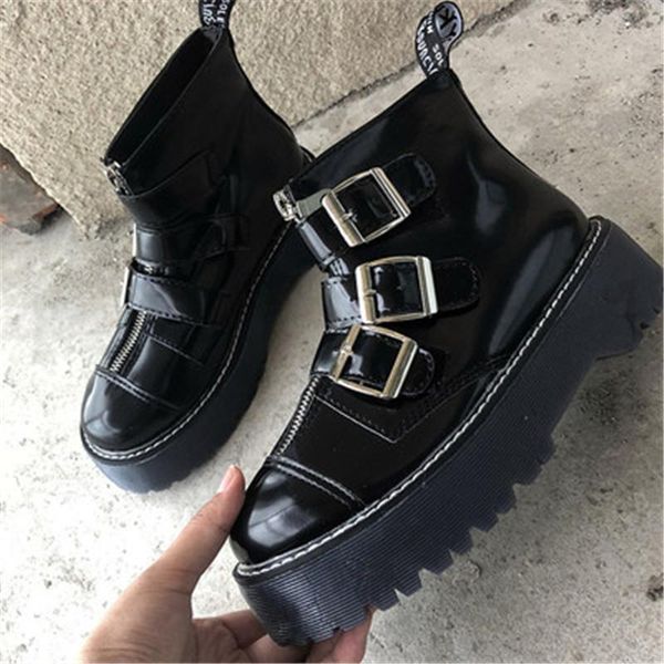 boots women black buckle strap punk platform ankle autumn female fashion shoes patent zip motorcycle boot ladies mid thick heels
boots women black buckle strap punk platform ankle autumn female fashion shoes patent zip motorcycle boot ladies mid thick heels