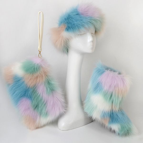 2021 selling winter wholesale fake fur candy bags match colorful fur headbands and multicolor fur boots sets 
2021 selling winter wholesale fake fur candy bags match colorful fur headbands and multicolor fur boots sets