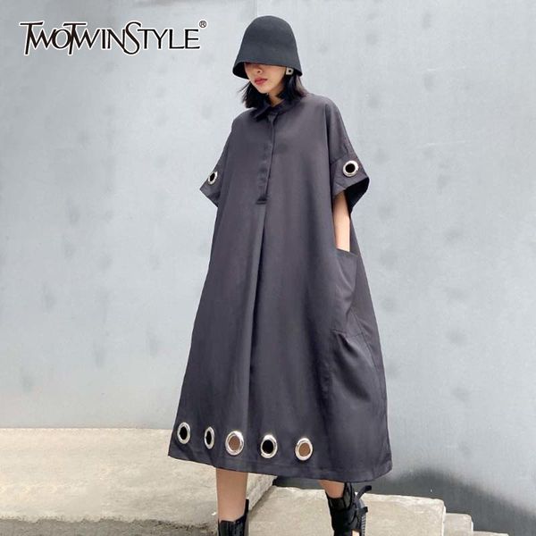 hollow out patchwork metal circle dress for women o neck half sleeves oversized loose dresses female new 210428, Black;gray
hollow out patchwork metal circle dress for women o neck half sleeves oversized loose dresses female new 210428, Black;gray
