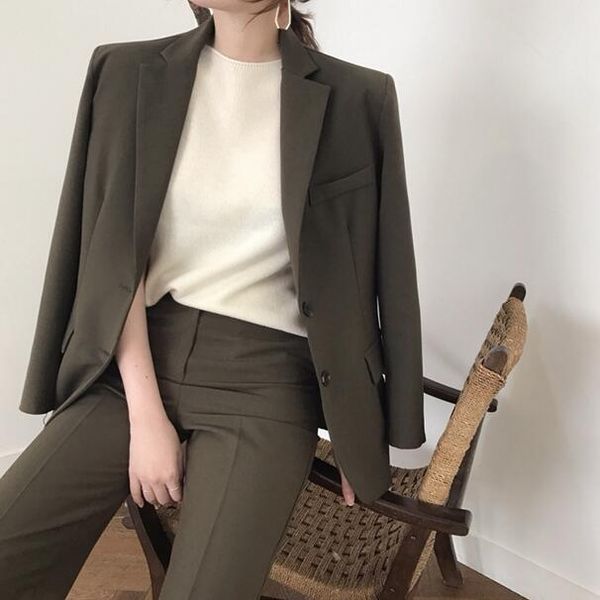 women's jackets dark green office lady jacket notched collar work elegant formal coat uniform outerwear, Black;brown