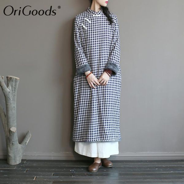 casual dresses origoods plaid winter dress women chinese style thick warm vintage cotton linen long autumn for robe pull a402, Black;gray
casual dresses origoods plaid winter dress women chinese style thick warm vintage cotton linen long autumn for robe pull a402, Black;gray