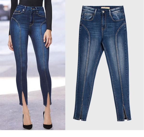 jeans mid-waist stretch split trousers trendy high-quality washed ankle women's, Blue
jeans mid-waist stretch split trousers trendy high-quality washed ankle women's, Blue