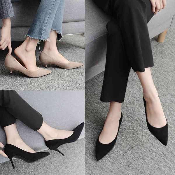 office lady career shoes woman pumps high heels small heel heeled flock pointed toe women solid slip ons party pumps 210520, Black
office lady career shoes woman pumps high heels small heel heeled flock pointed toe women solid slip ons party pumps 210520, Black