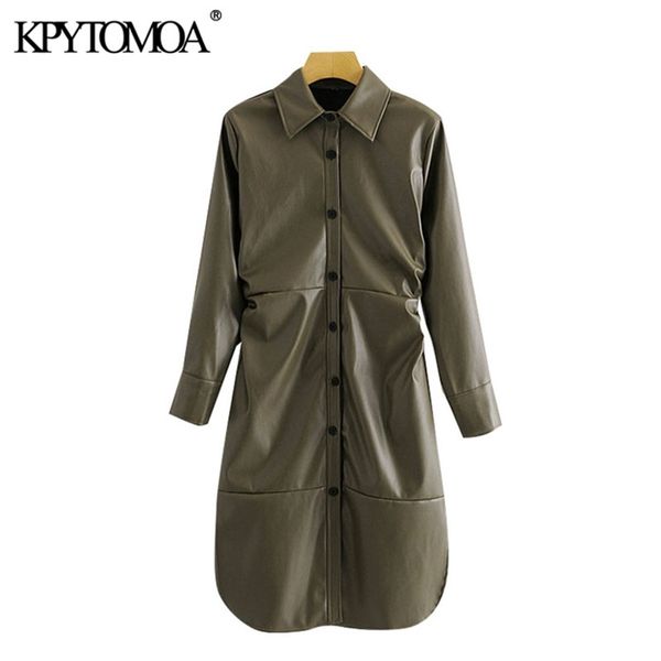 women chic fashion faux leather draped midi dress long sleeves button-up side vents female dresses mujer 210420, Black;gray
women chic fashion faux leather draped midi dress long sleeves button-up side vents female dresses mujer 210420, Black;gray