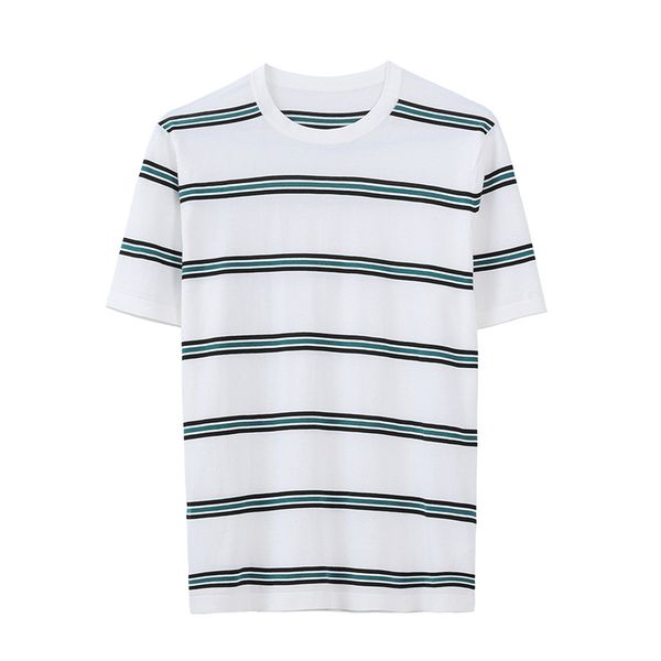men's summer new casual stripe color contrast short sleeve t-shirt men's thin mulberry silk t-shirt, White;black
men's summer new casual stripe color contrast short sleeve t-shirt men's thin mulberry silk t-shirt, White;black