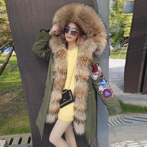 women's fur & faux women long winter coat real large raccoon hooded jacket thick warm parkas fashion army green black outwear
women's fur & faux women long winter coat real large raccoon hooded jacket thick warm parkas fashion army green black outwear