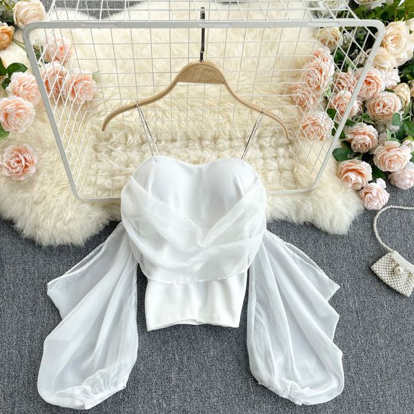 singreiny design off shoulder strap blouse women backless puff sleeve slim party summer korean streetwear short blouse 210419, White
singreiny design off shoulder strap blouse women backless puff sleeve slim party summer korean streetwear short blouse 210419, White