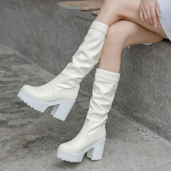 boots knee high women shoes pleated platform extreme heel lady rivet block heels slip-on long white 43, Black
boots knee high women shoes pleated platform extreme heel lady rivet block heels slip-on long white 43, Black