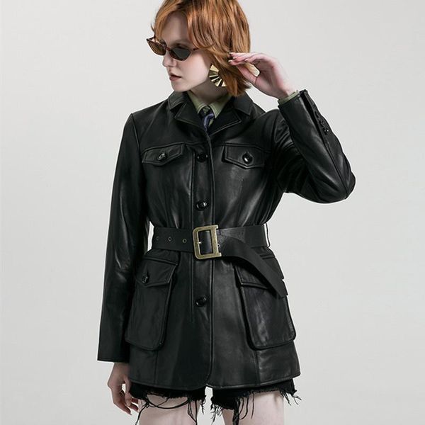 women's leather & faux genuine jackets real sheepskin ladies coat autumn winter outerwear female clothing, Black
women's leather & faux genuine jackets real sheepskin ladies coat autumn winter outerwear female clothing, Black