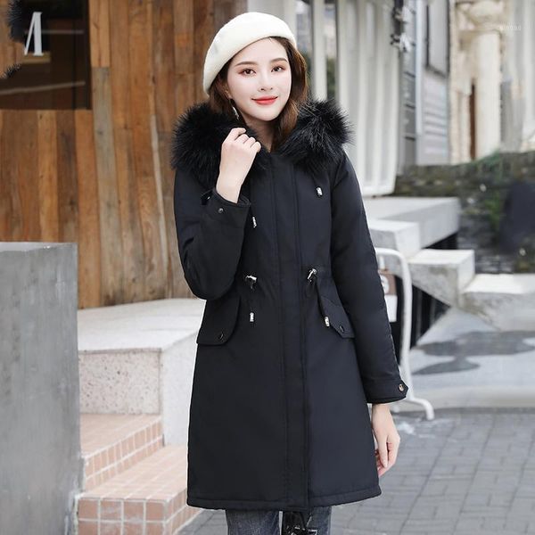 women's down & parkas korean style long female winter slim hooded jacket wool liner plus size with fur collar solid thick coat ladies, Black
women's down & parkas korean style long female winter slim hooded jacket wool liner plus size with fur collar solid thick coat ladies, Black