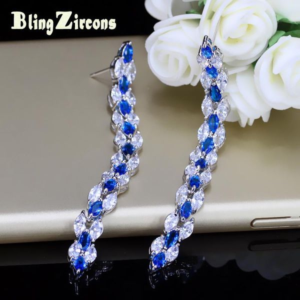 dangle & chandelier beaqueen elegant women clear cz crystal long drop costume jewelery royal blue cubic zirconia earrings for ladies e106, Silver
dangle & chandelier beaqueen elegant women clear cz crystal long drop costume jewelery royal blue cubic zirconia earrings for ladies e106, Silver