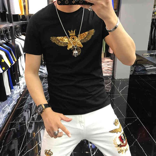 t shirts brand clothing summer selling slim beads rhinestones short sleeve men's shirt t-shirt, White;black
t shirts brand clothing summer selling slim beads rhinestones short sleeve men's shirt t-shirt, White;black