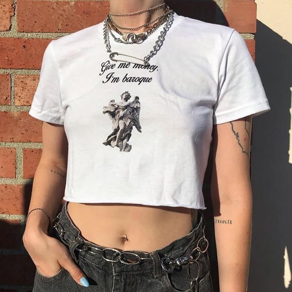 women's t-shirt summer high waist female letter printed o-neck short sleeve women slim sport casual femme crop y2k, White
women's t-shirt summer high waist female letter printed o-neck short sleeve women slim sport casual femme crop y2k, White