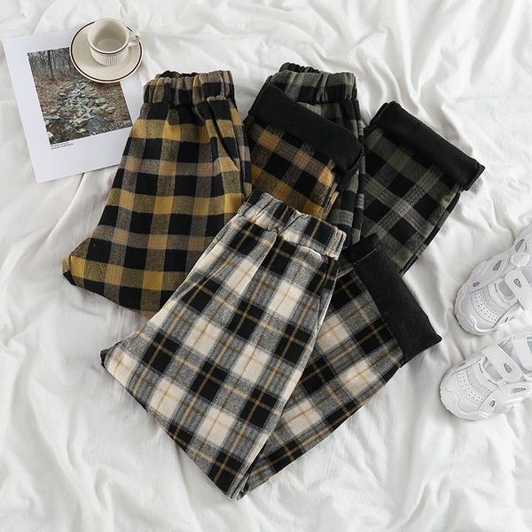 women's pants & capris yghan velvet women high waist winter warm plaid for korean style loose casual fashion trousers, Black;white
women's pants & capris yghan velvet women high waist winter warm plaid for korean style loose casual fashion trousers, Black;white