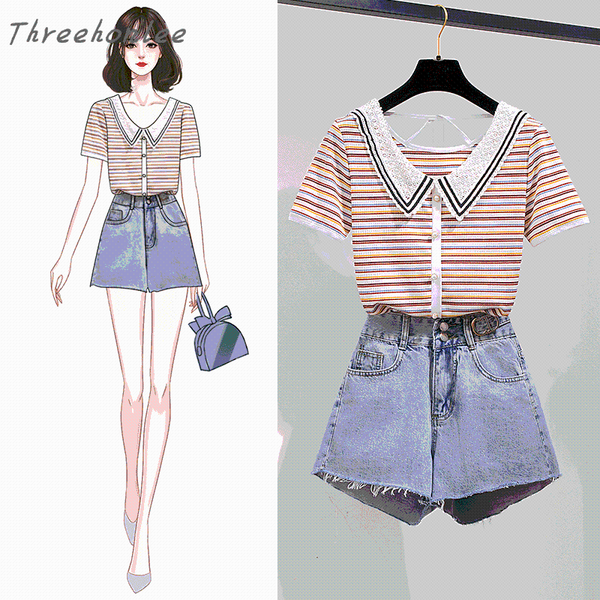 summer two piece sets woman casual plaid turn-down collar and high waist denim shorts female korean fashion suits women's tracksuits, Gray
summer two piece sets woman casual plaid turn-down collar and high waist denim shorts female korean fashion suits women's tracksuits, Gray