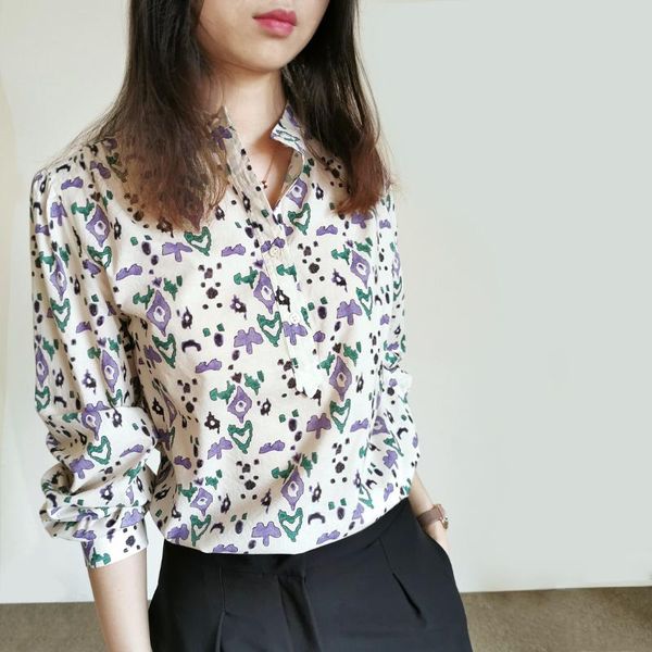 women's blouses & shirts blouse geometry printed shirt o-neck casual long sleeve ladies and with buttons 2021 spring summer vintage, White
women's blouses & shirts blouse geometry printed shirt o-neck casual long sleeve ladies and with buttons 2021 spring summer vintage, White