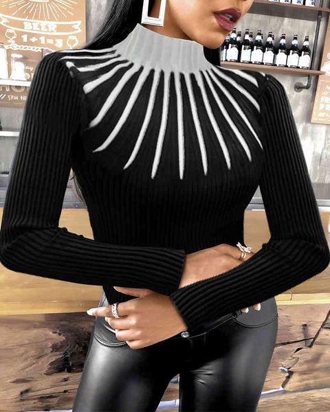 autumn winter women elegant colorblock long sleeve meck neck knit office lady skinny casual outfits femme new sweater 210415, White;black
autumn winter women elegant colorblock long sleeve meck neck knit office lady skinny casual outfits femme new sweater 210415, White;black