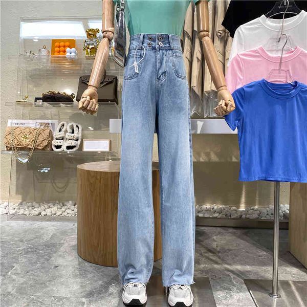 capri nicho design 2021 double breasted high-waisted blue light wash jeans straight pants, Black;white
capri nicho design 2021 double breasted high-waisted blue light wash jeans straight pants, Black;white