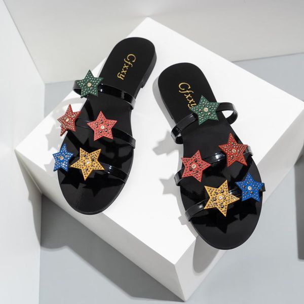 sandals women's shoes 2021 fashion pentagram decorative soft soles comfortable flat large, Black
sandals women's shoes 2021 fashion pentagram decorative soft soles comfortable flat large, Black