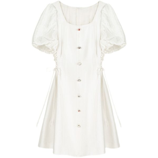 korobov korean summer new single breasted white women dress office lady v neck puff sleeve elegant dresses a-line vestidos 210430, Black;gray
korobov korean summer new single breasted white women dress office lady v neck puff sleeve elegant dresses a-line vestidos 210430, Black;gray