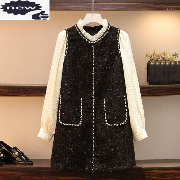 elegant ladies long sleeve ruffles collar dress plus size sweet women mini tweed dresses casual spring autumn vestidos, Black;gray
elegant ladies long sleeve ruffles collar dress plus size sweet women mini tweed dresses casual spring autumn vestidos, Black;gray
