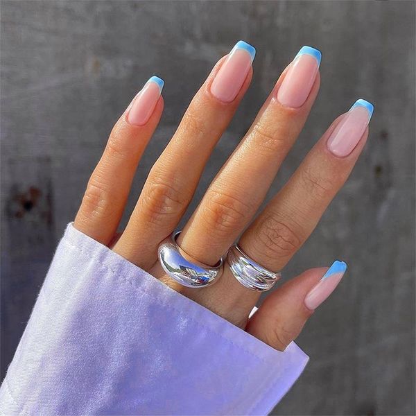 false nails 24pcs french nail tip wearable blue purple edge design artificial fake with glue press on diy manicure, Red;gold
false nails 24pcs french nail tip wearable blue purple edge design artificial fake with glue press on diy manicure, Red;gold