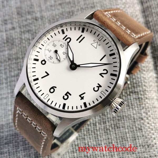 wristwatches 42mm sterile dial sapphire crystal luminous 17 jewels eta 6497 hand winding men watch leather strap, Slivery;brown
wristwatches 42mm sterile dial sapphire crystal luminous 17 jewels eta 6497 hand winding men watch leather strap, Slivery;brown