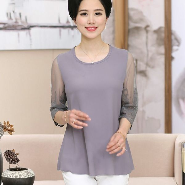 women's blouses & shirts middle aged women casual lace blouse 2021 summer solid color loose shirt work wear blusas feminina p, White
women's blouses & shirts middle aged women casual lace blouse 2021 summer solid color loose shirt work wear blusas feminina p, White