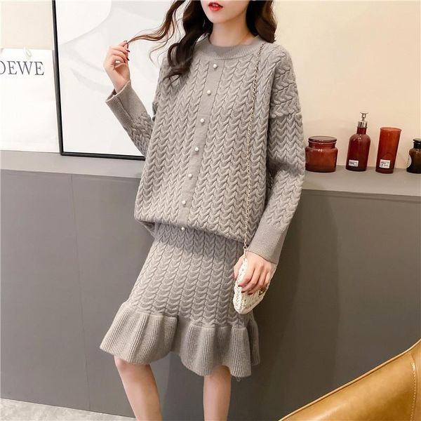 two piece dress 2021 autumn winter korean version of the twist jumper sweater women's half-knit skirt two-piece loose lazy suit, White
two piece dress 2021 autumn winter korean version of the twist jumper sweater women's half-knit skirt two-piece loose lazy suit, White