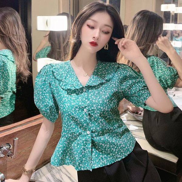 women's blouses & shirts 2021 retro floral was thin doll collar puff sleeve short shirt female summer design sense niche chic blouse, White
women's blouses & shirts 2021 retro floral was thin doll collar puff sleeve short shirt female summer design sense niche chic blouse, White