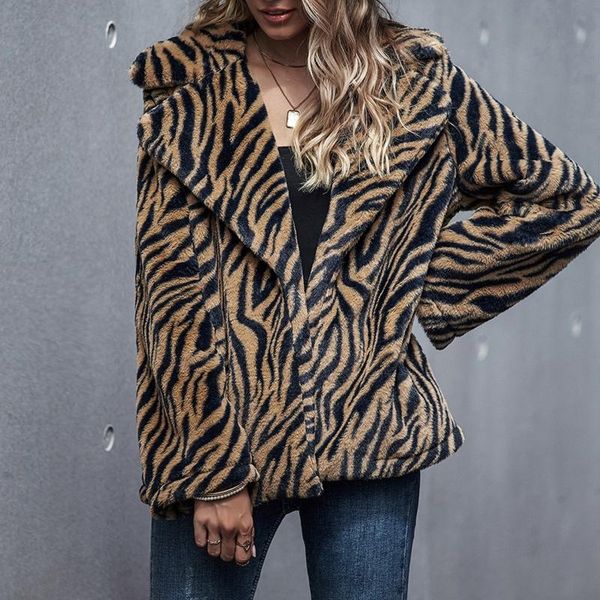 women long sleeve fuzzy plush coat zebra stripes lapel collar jacket cardigan 6xda women's jackets, Black;brown
women long sleeve fuzzy plush coat zebra stripes lapel collar jacket cardigan 6xda women's jackets, Black;brown