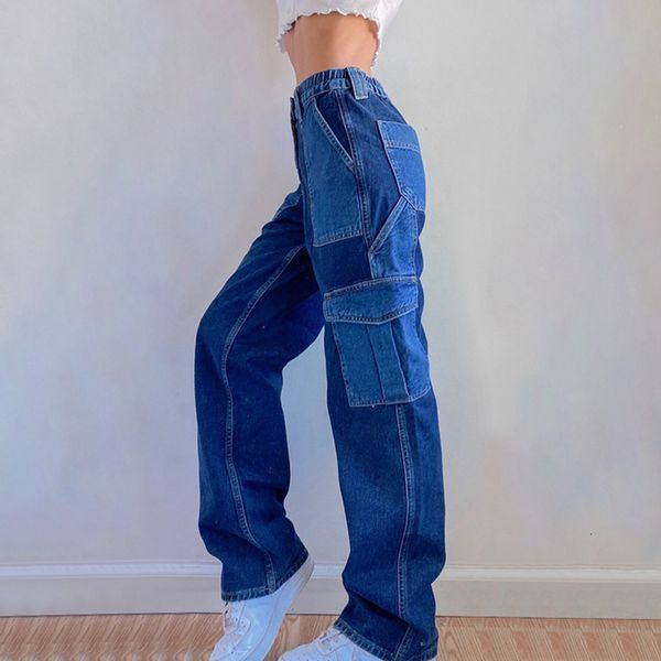 hip hop style slash wirh pockets straight jeans 90s streetwear high waist loosen denim long fall pants, Blue
hip hop style slash wirh pockets straight jeans 90s streetwear high waist loosen denim long fall pants, Blue
