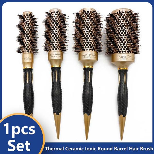 hair brushes thermal ceramic ionic round barrel brush comb with boar bristle aluminum tube air hairstyling drying curling tool, Silver
hair brushes thermal ceramic ionic round barrel brush comb with boar bristle aluminum tube air hairstyling drying curling tool, Silver