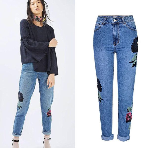 women's jeans high waist flower embroidery autumn women denim pants woman pantalon femme, Blue
women's jeans high waist flower embroidery autumn women denim pants woman pantalon femme, Blue
