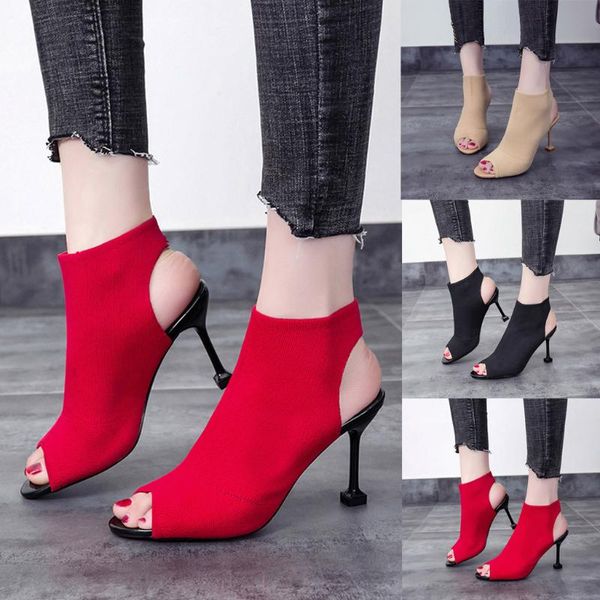 dress shoes outdoor summer out women women's fish mouth open toe stiletto stretch knit high heels roman zapatos de mujer#11635, Black
dress shoes outdoor summer out women women's fish mouth open toe stiletto stretch knit high heels roman zapatos de mujer#11635, Black