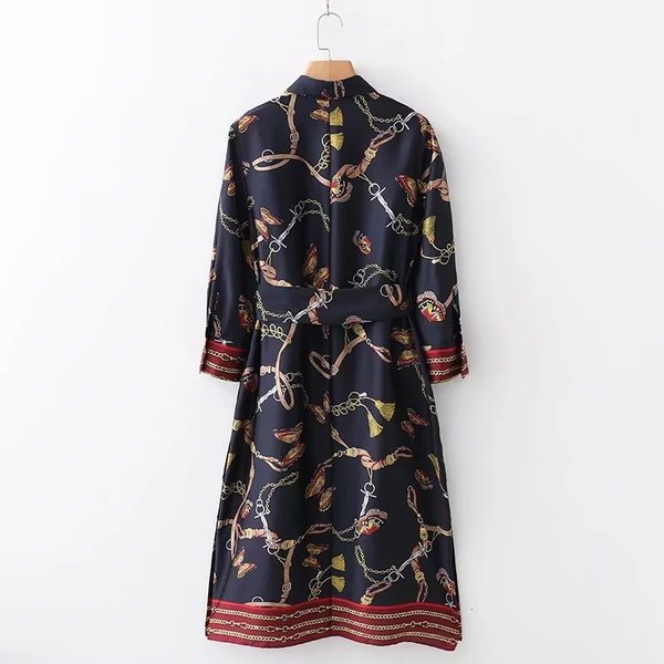 party dresses chain printing shirtdress sashes women dress casual nine quarter sleeve stylish streetwear femme loose vestidos d2222 wifc, White;black
party dresses chain printing shirtdress sashes women dress casual nine quarter sleeve stylish streetwear femme loose vestidos d2222 wifc, White;black
