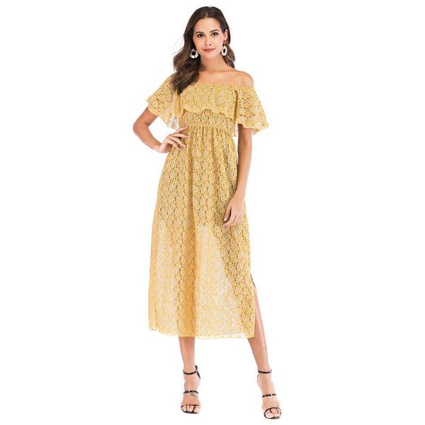 women's swimwear 2021 dress summer large size lace ruffled chiffon one-way neck elastic waist beach party holiday long skirt, White;black
women's swimwear 2021 dress summer large size lace ruffled chiffon one-way neck elastic waist beach party holiday long skirt, White;black