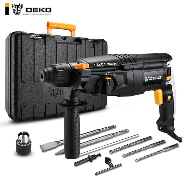 deko gj181 220v 26mm 4300/min impact rate 4 functions ac electric rotary hammer drill with accessories and bmc box
deko gj181 220v 26mm 4300/min impact rate 4 functions ac electric rotary hammer drill with accessories and bmc box