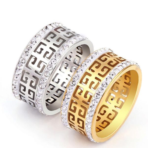 wedding rings hollow out stainless steel women men two rows clear crystal engagement titanium jewelry for anniversary gift, Slivery;golden
wedding rings hollow out stainless steel women men two rows clear crystal engagement titanium jewelry for anniversary gift, Slivery;golden