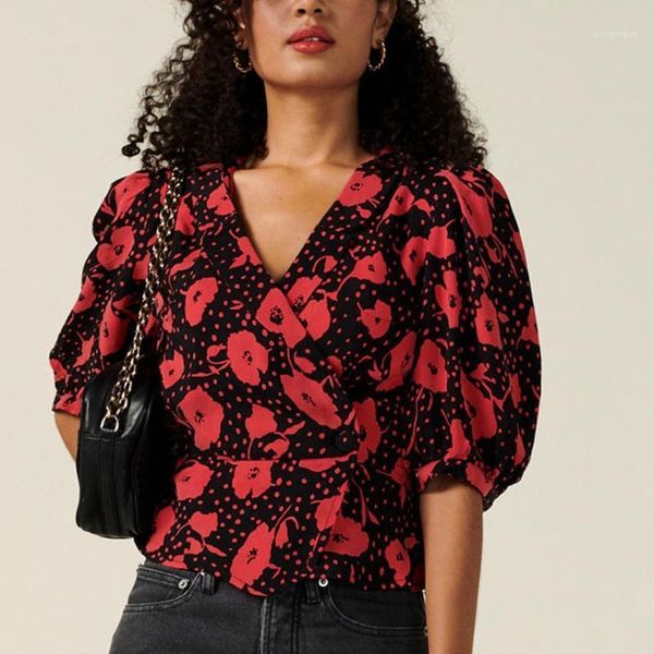 vintage blouse women puff sleeve v neck wrap elegant blosue lady floral print shirt female casual women's blouses & shirts, White
vintage blouse women puff sleeve v neck wrap elegant blosue lady floral print shirt female casual women's blouses & shirts, White