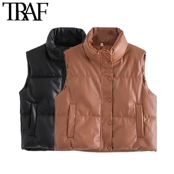 traf women fashion with drawstrings faux leather padded waistcoat vintage high neck side pockets female outerwear mujer 210910, Black;white
traf women fashion with drawstrings faux leather padded waistcoat vintage high neck side pockets female outerwear mujer 210910, Black;white