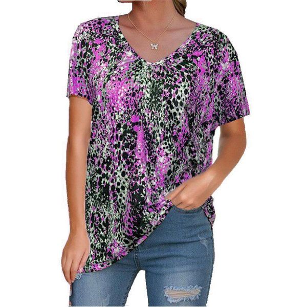 arrival women casual t-shirt summer short sleeve v-neck large size 5xl printed fashion floral elastic tee women's, White
arrival women casual t-shirt summer short sleeve v-neck large size 5xl printed fashion floral elastic tee women's, White